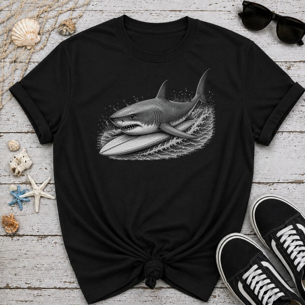 Great White Shark Surfer T-Shirt