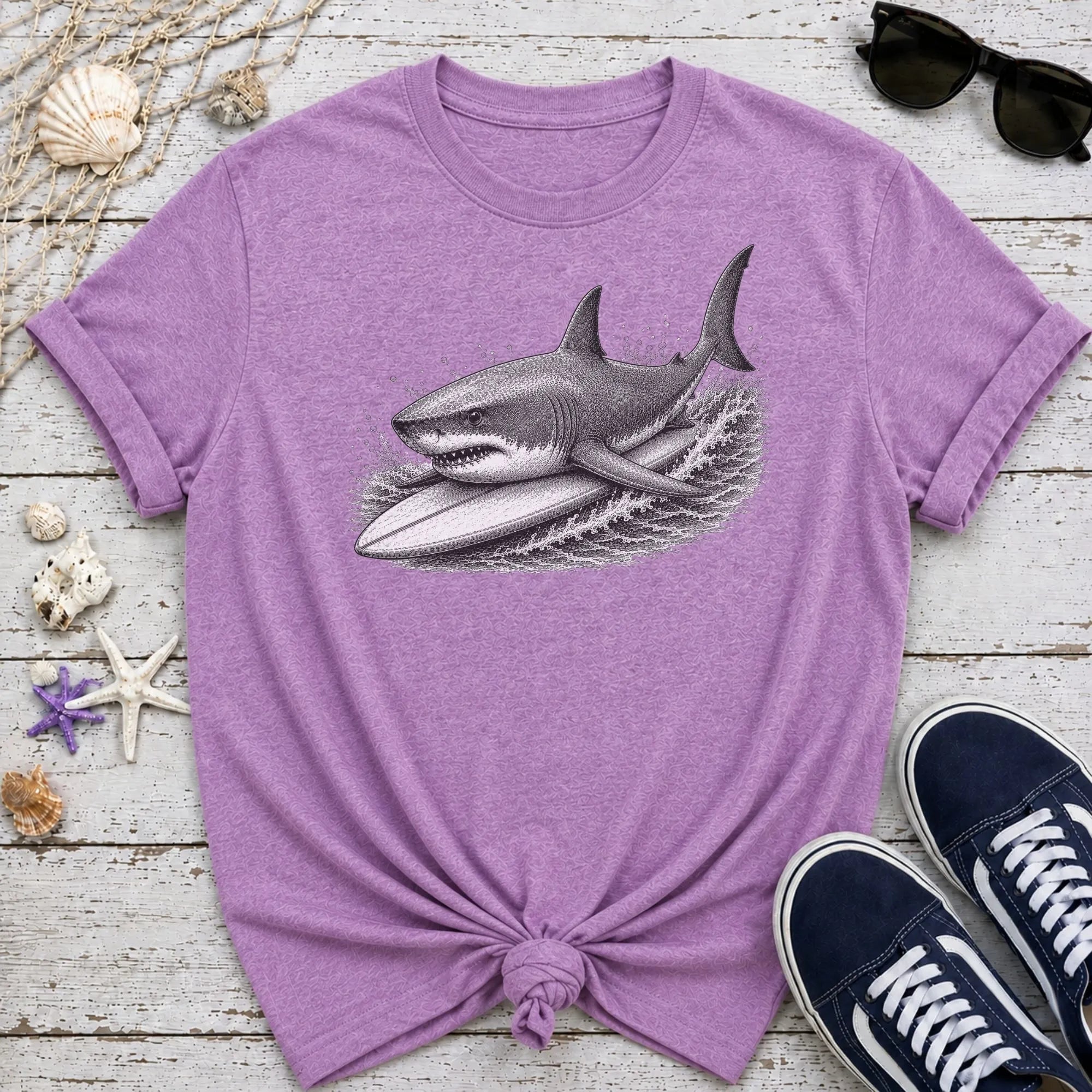 Great White Shark Surfer T-Shirt