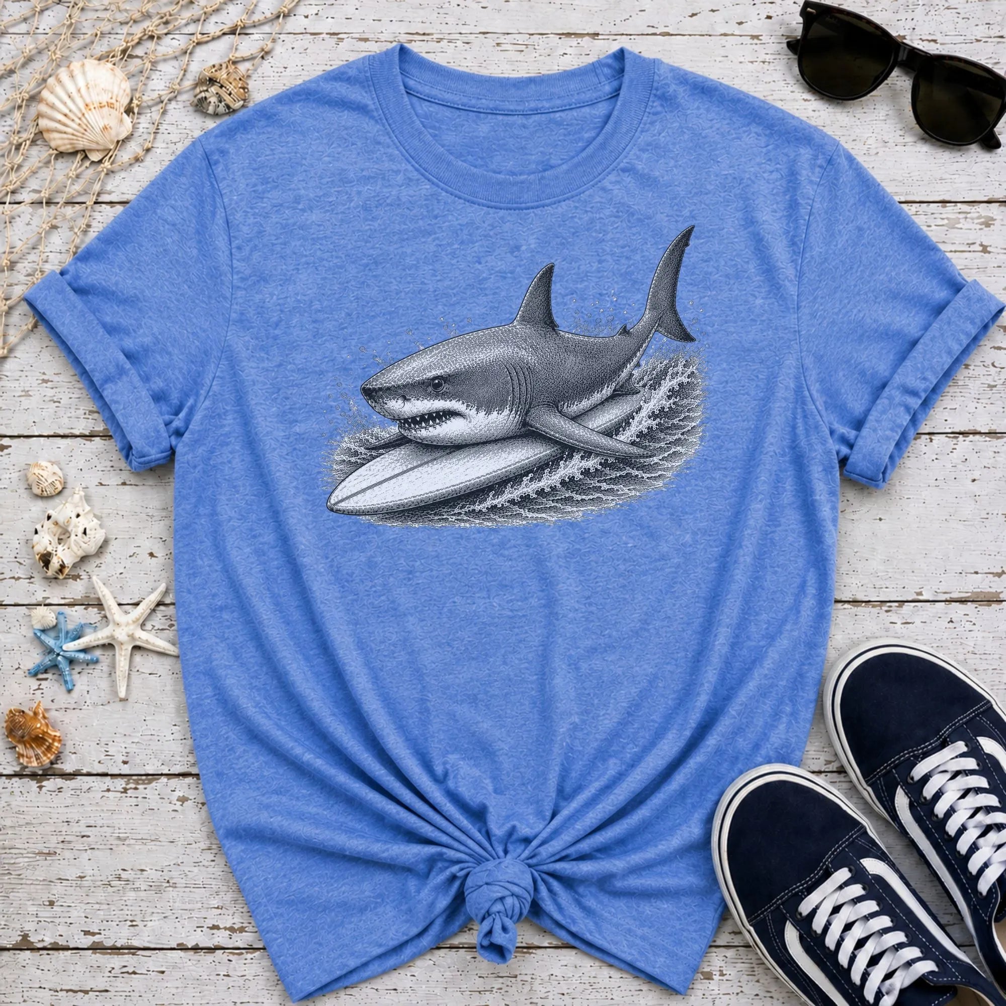Great White Shark Surfer T-Shirt